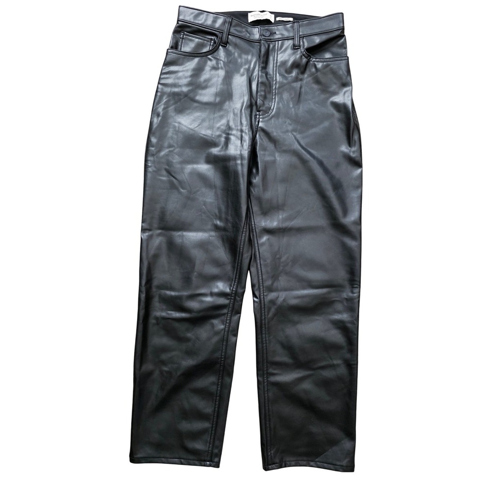 Abercrombie Fitch AF Pants Women 29/8 Black The Ankle Straight Leg Faux Leather